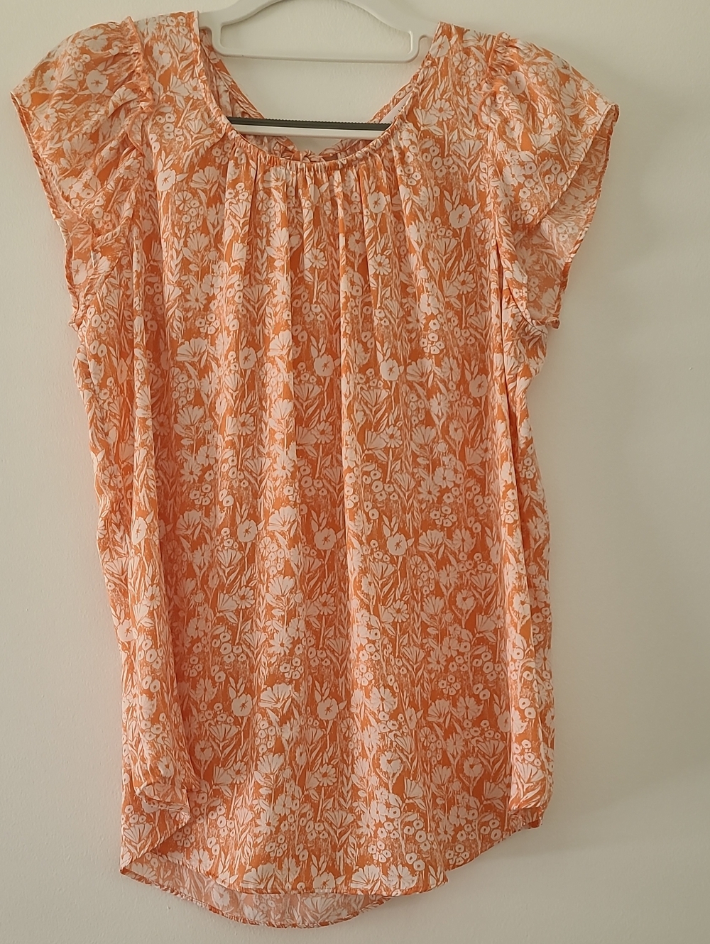 LC Lauren Conrad Women's Orange/White Floral Comfy Soft Business Casual Sz S - Picture 5 of 9